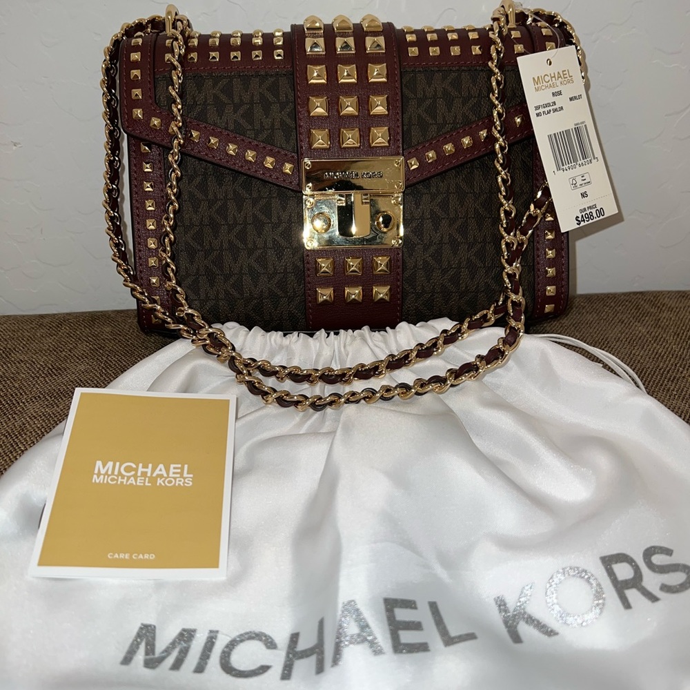 🚫Sold🚫NWT MK Rose Medium Flap Shoulder Bag🤎